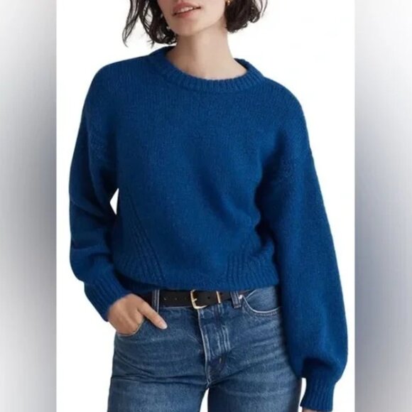 NWOT Madewell Wedge Sweater (Plus) 2X, NOBLE BLUE Wool Blend - Picture 3 of 10